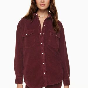Aritzia Denim Forum Burgandy Corduroy Shirt Jacket